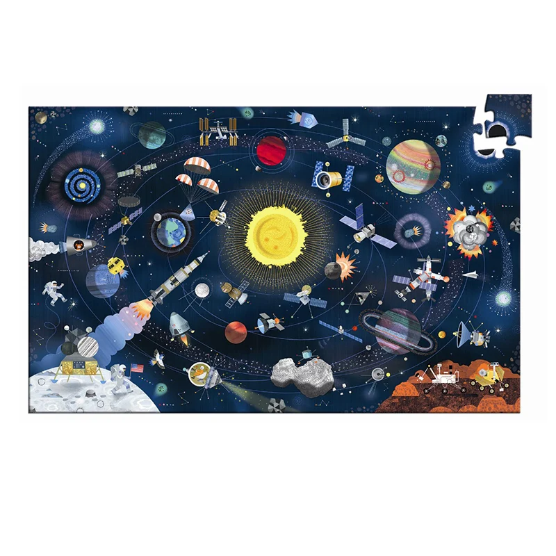 Djeco observationspussel, Rymden + plansch – 200 bitar