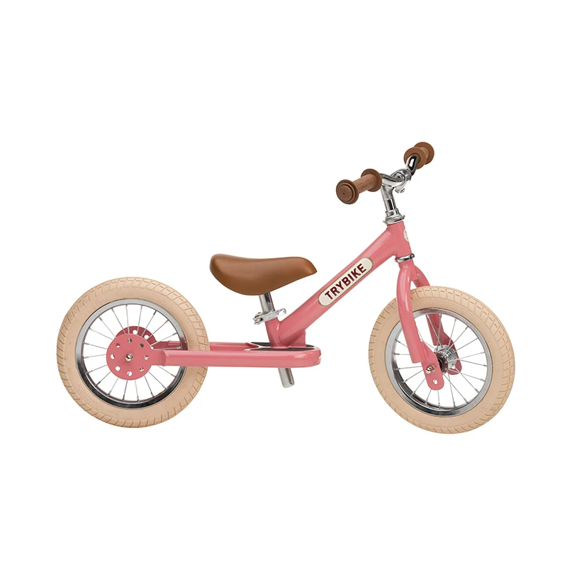 Trybike balanscykel, vintage rosa med retrostil