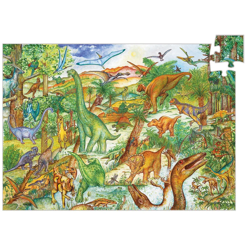Djeco pussel, dinosaurier - 100 bitar + bok
