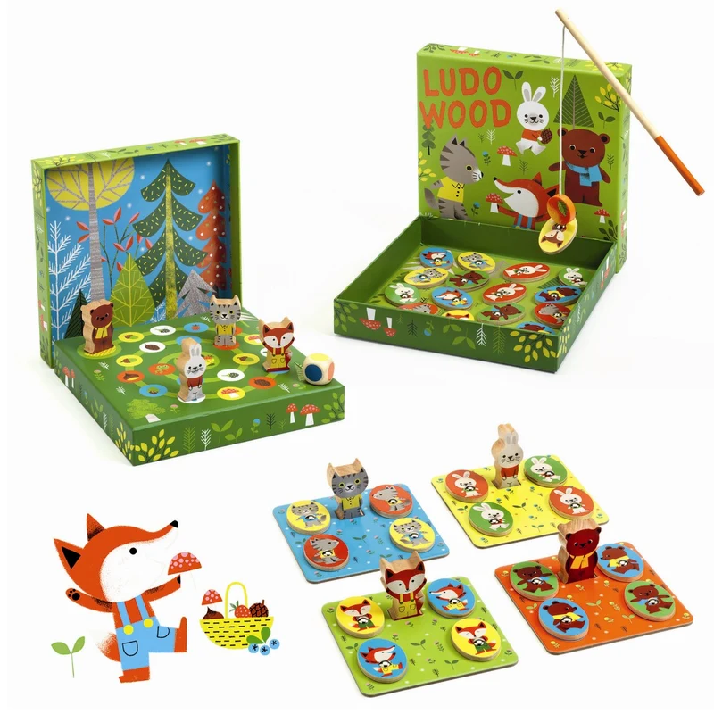 Djeco Spel, 4-i-ett - Ludo Wood