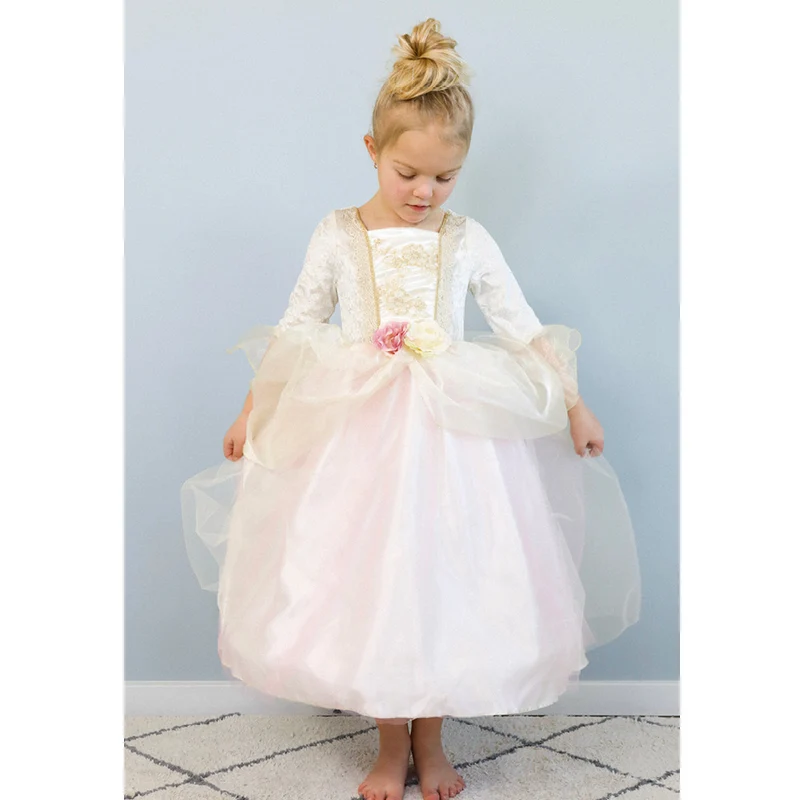 Great Pretenders utklädningskläder, Prinsessklänning gyllen ros - stl. 3-8 år