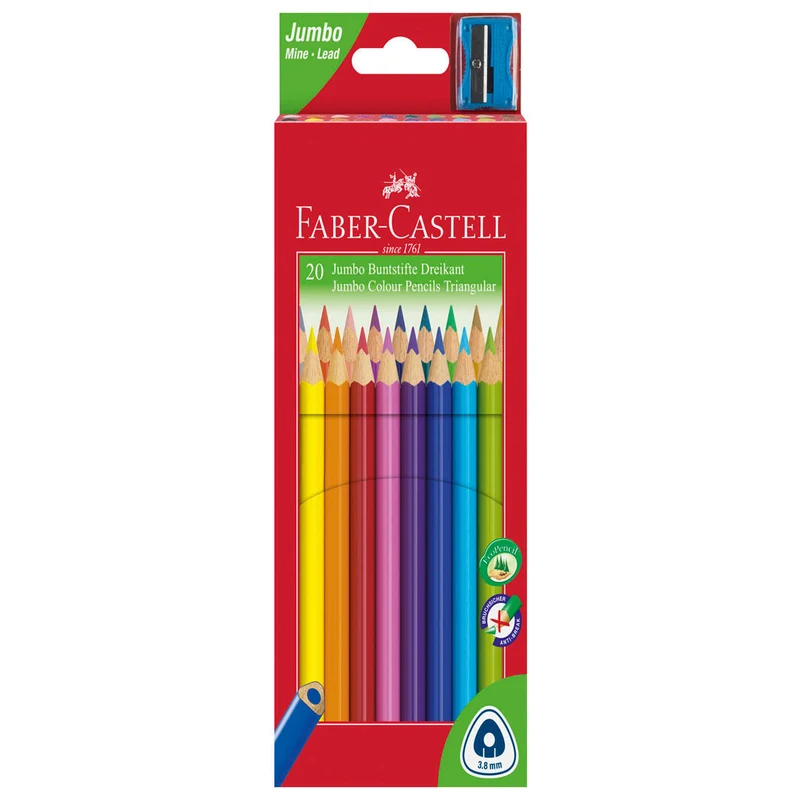 Faber-Castell, 20 st trekantiga Jumbo färgpennor