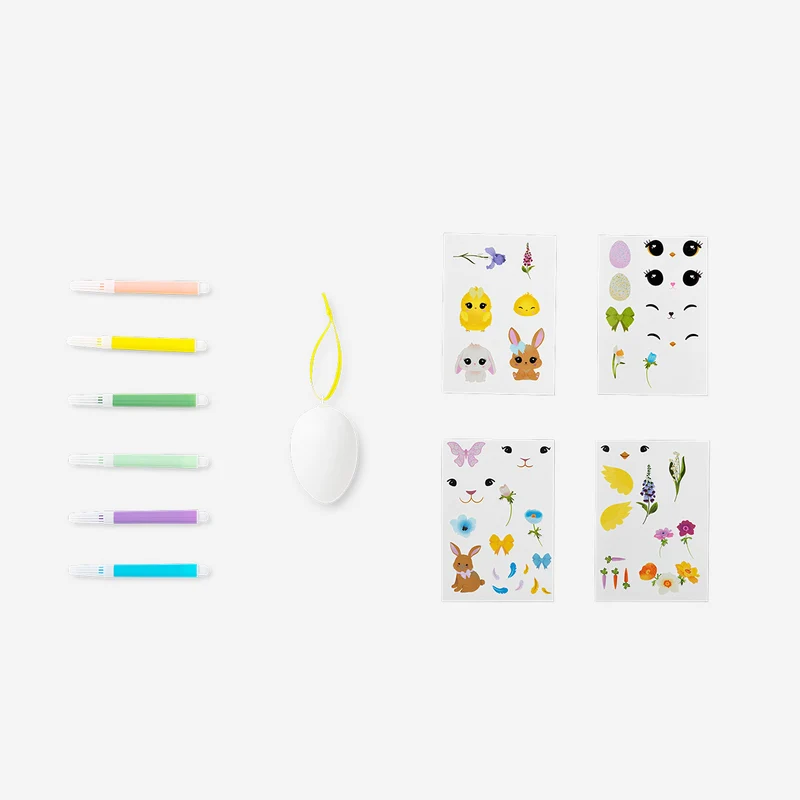 DIY decorative eggs with markers and stickers