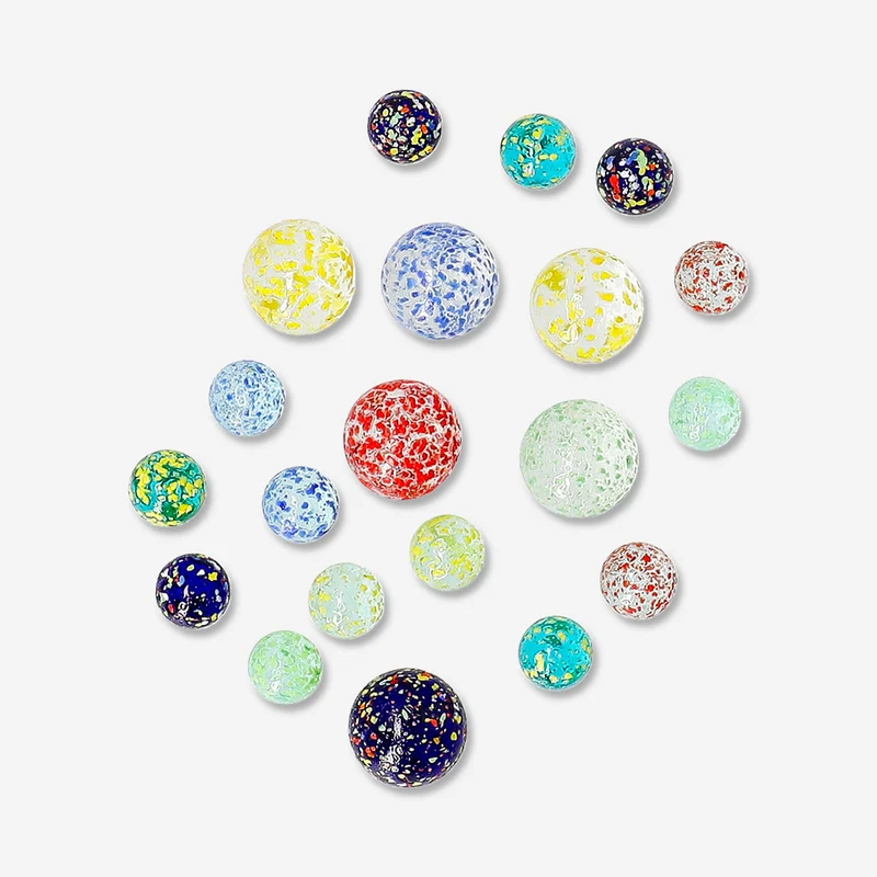 Glass marbles in box