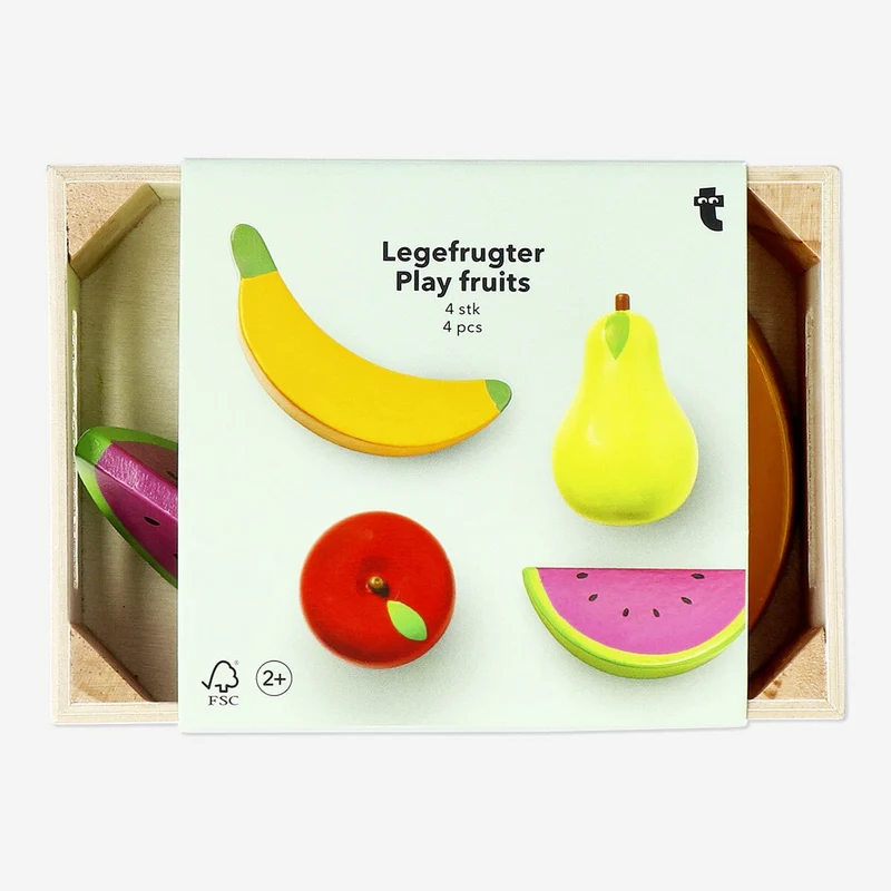 Wooden play basket of fruits - 4 pcs
