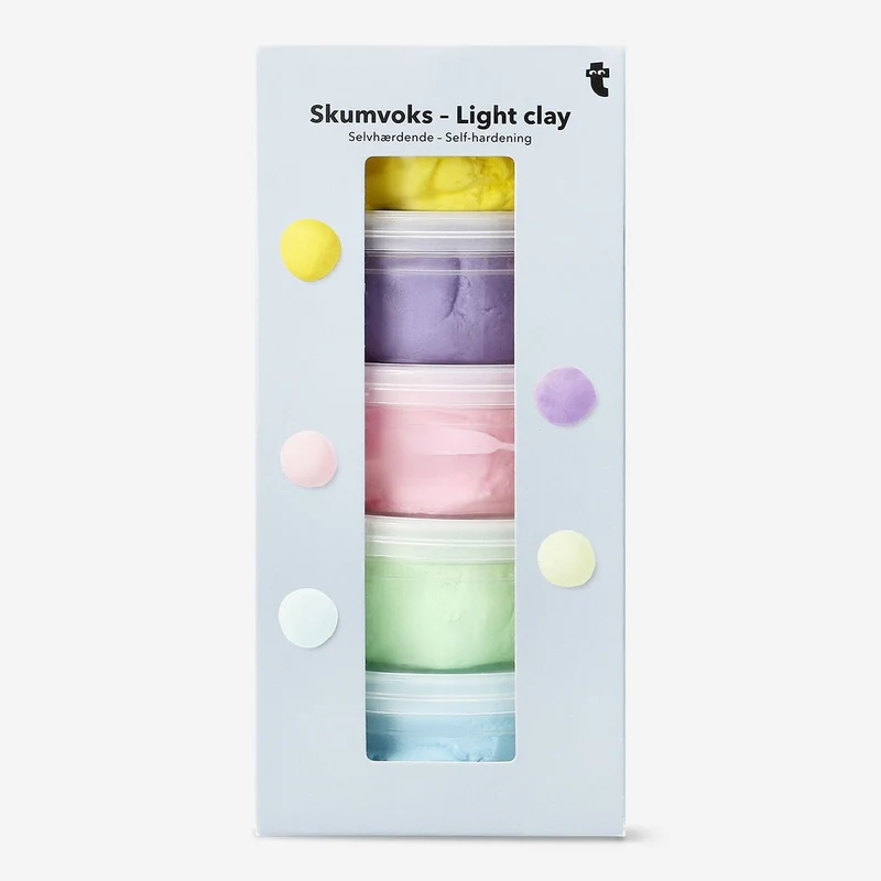 Self hardening light clay in pastel colours - 5 pcs