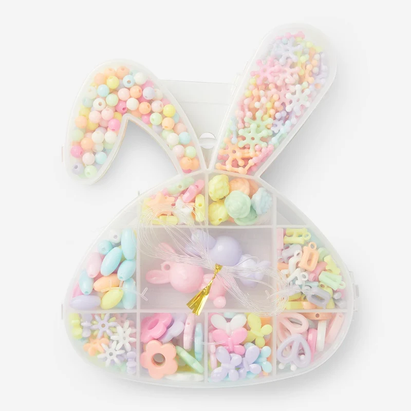 Bead set with string - Pastel colours
