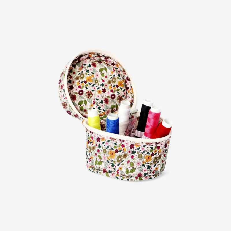 Sewing kit in floral bag