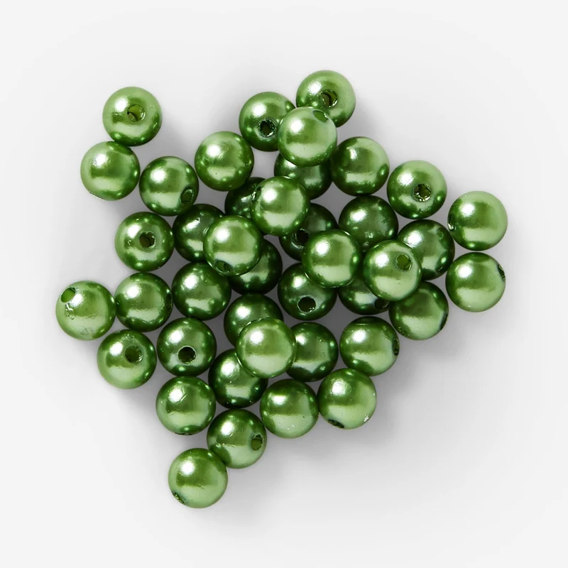 Green plastic beads for crafting - 40g pack