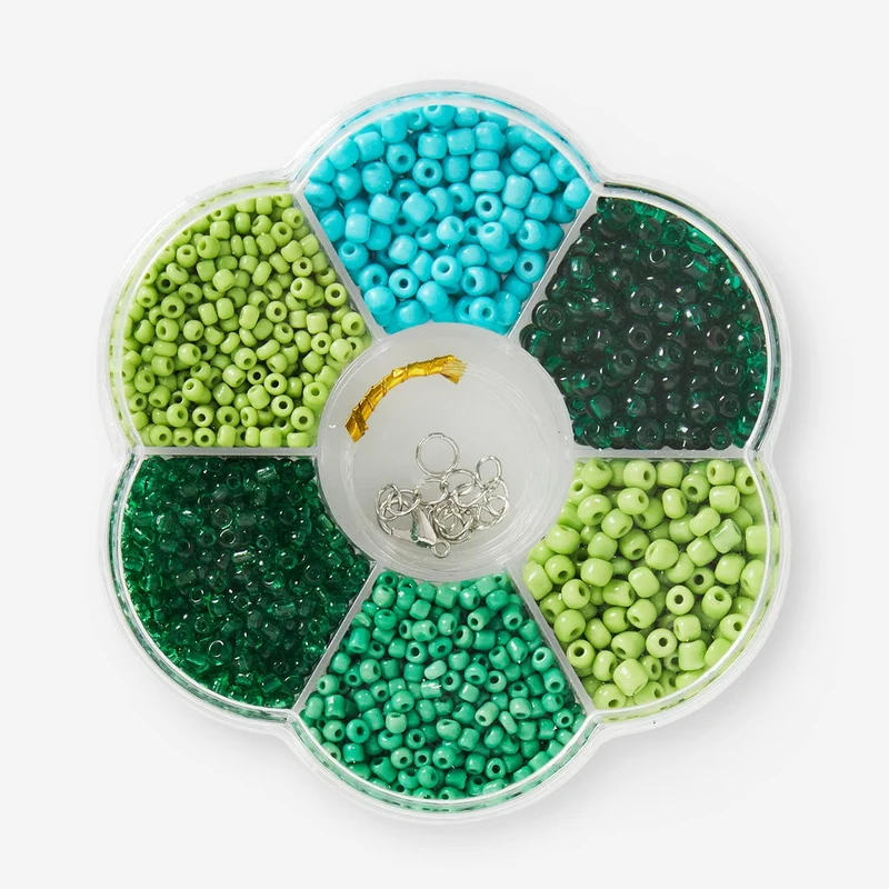 Green and Blue Glass Bead Set