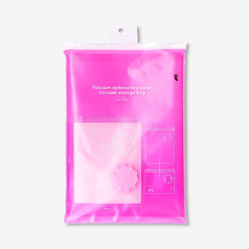 Pink vacuum storage bag for clothing - 50x70 cm