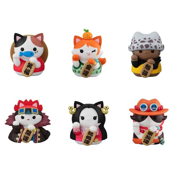 Mega Cat Project One Piece Nyan Piece Nyan! Fortune Lucky Cat Pirates BOX 6-delar Megahouse