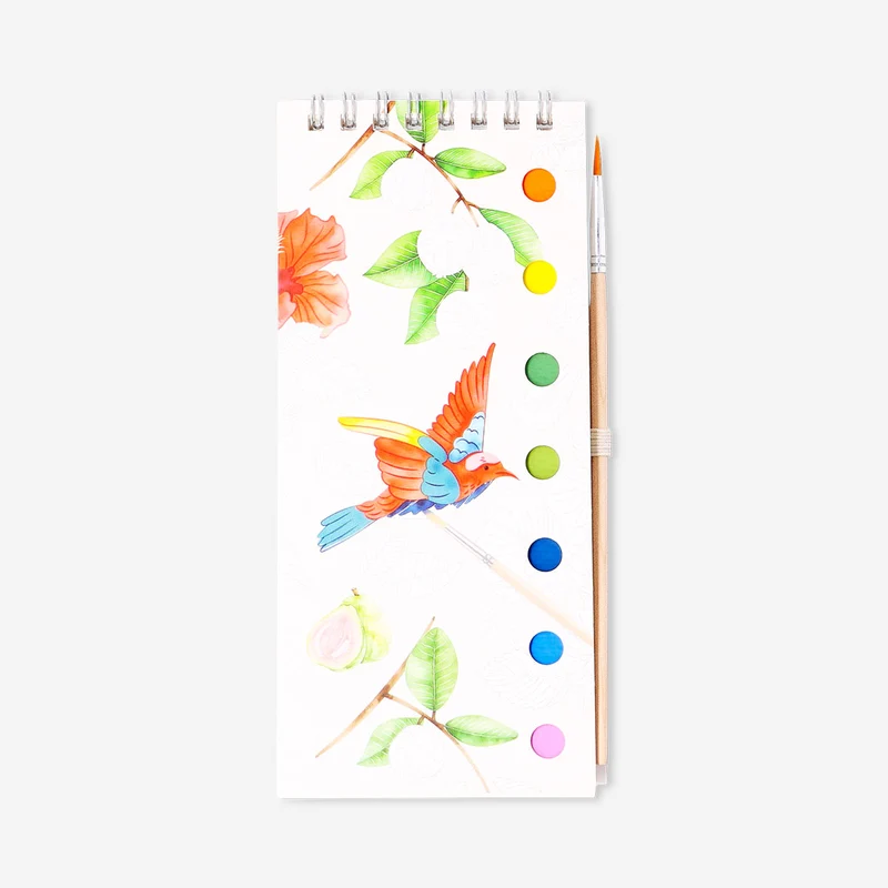 Watercolouring book with paint
