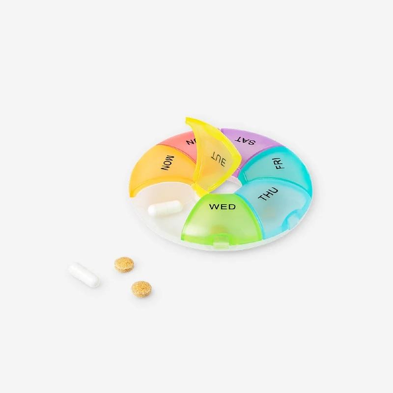 Weekly rainbow pill organiser