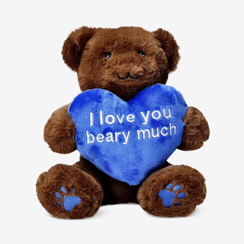 Plush toy - Brown teddy bear with blue heart