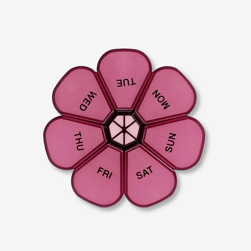 Round red pill organiser