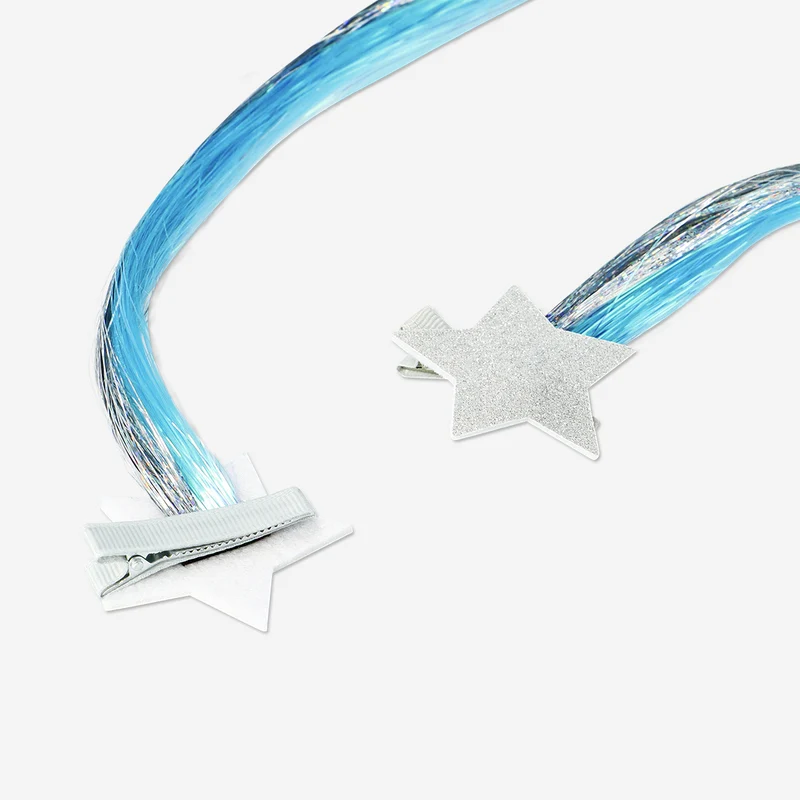 Blue and silver foil with star hair clips - 2 pcs
