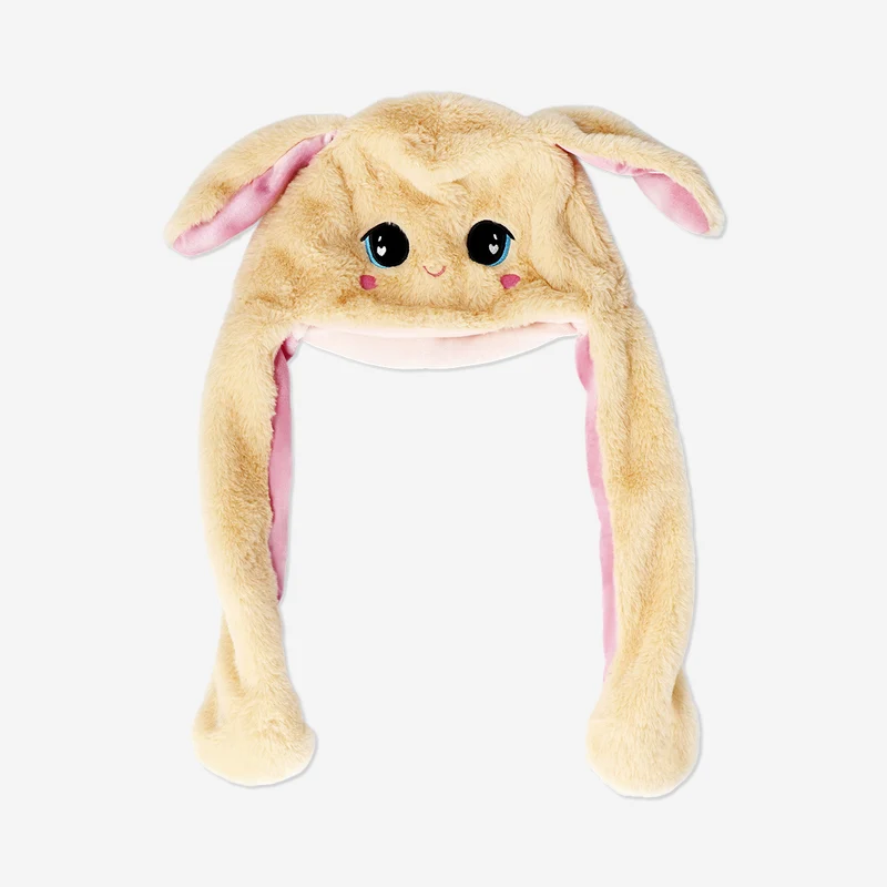 Plush bunny hat with moving ears