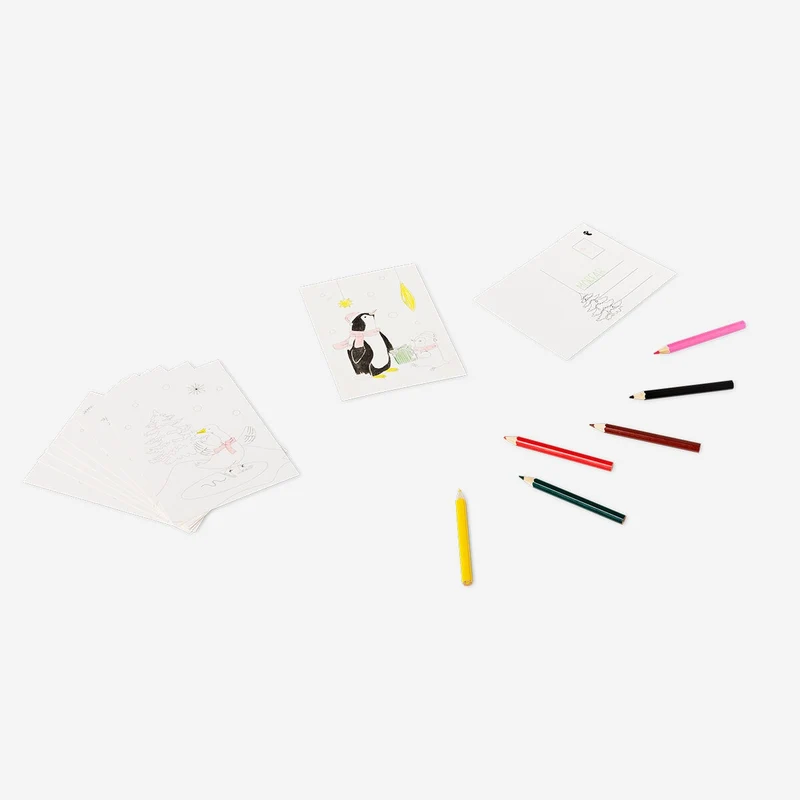 DIY Christmas cards with coloured pencils