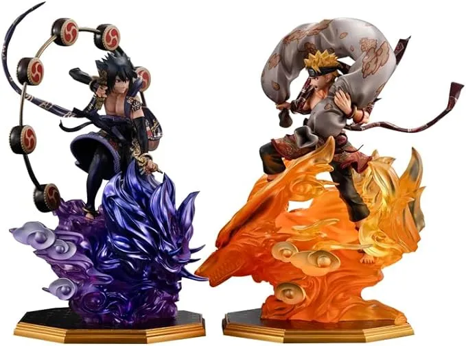 Megahouse PreciousG.EM-serien NARUTO Shippuden Uzumaki Naruto Fujin & Uchiha Sasuke Raijin-set