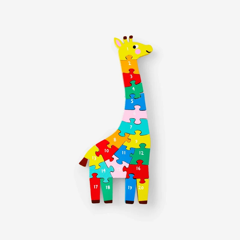 Wooden giraffe number puzzle