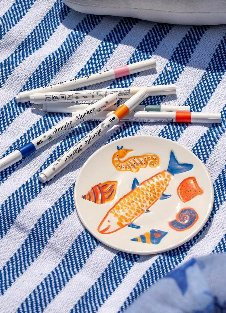 DIY plate with airdrying markers