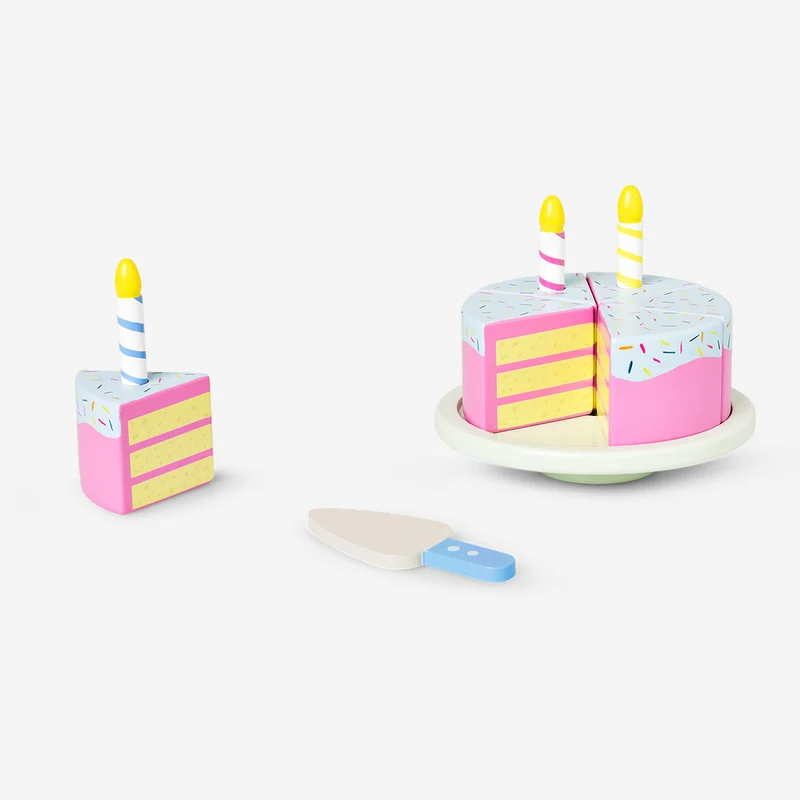 Wooden play birthday cake