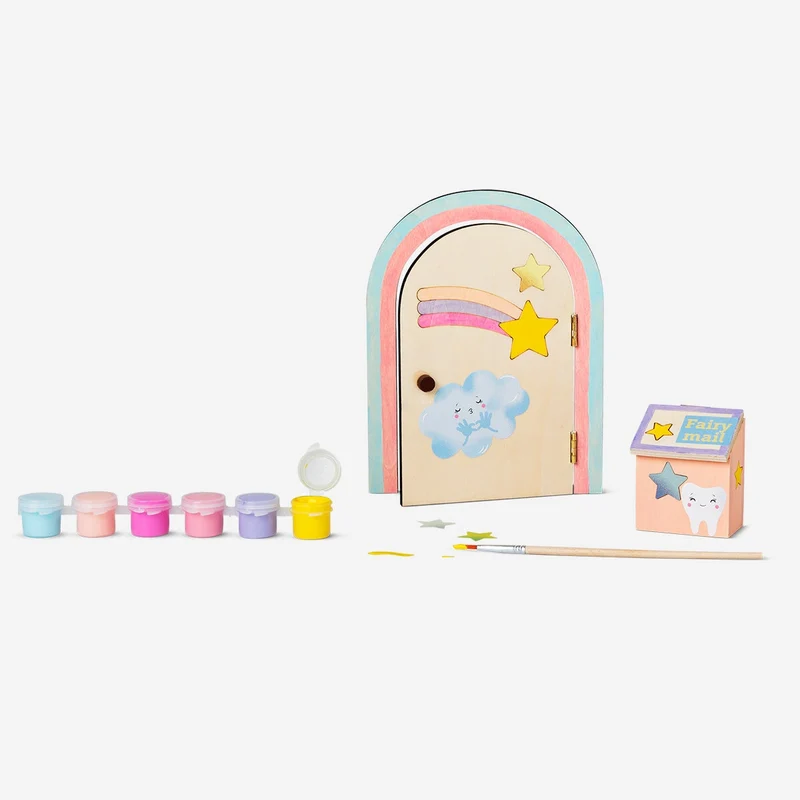 Paint-your-own fairy door. With stickers