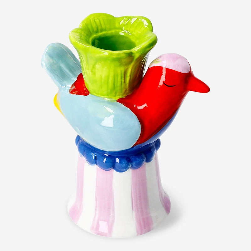 Ceramic bird candle & tealight holder CL