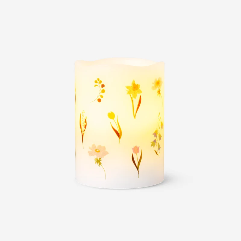 CL LED pillar candle flower print