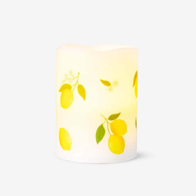 CL LED pillar candle lemon print