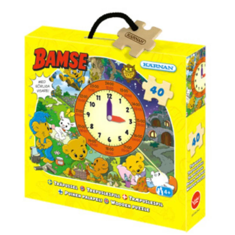 Askpussel Bamse - lär dig klockan (40 bitar)