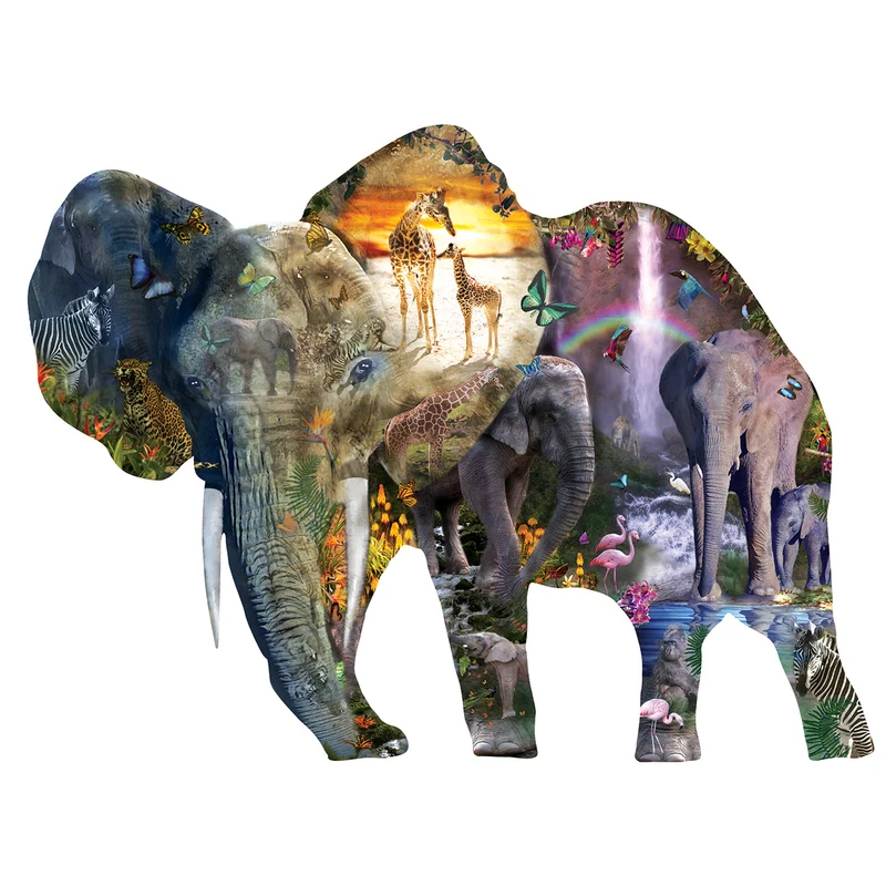 Elefant med vattenfall