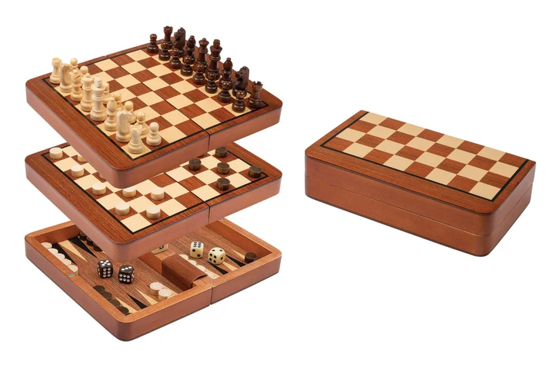 Chess Backgammon Checkers Set, travel, field18 mm, magnetic (2517)