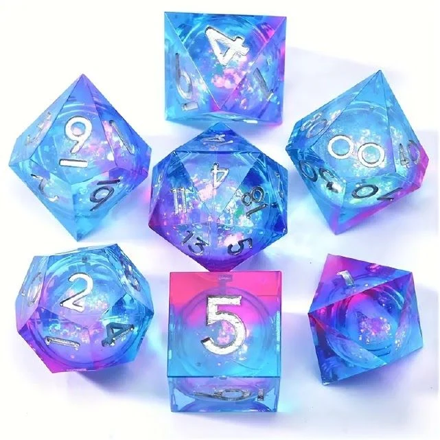 Fairy Fire Liquid Core Liquid Core Sharp-Edge Dice Set (7)