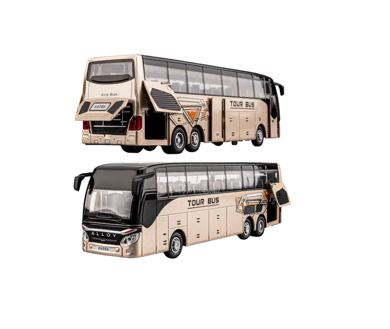 Långfärdsbuss i Metall för lek & samling - Guld
