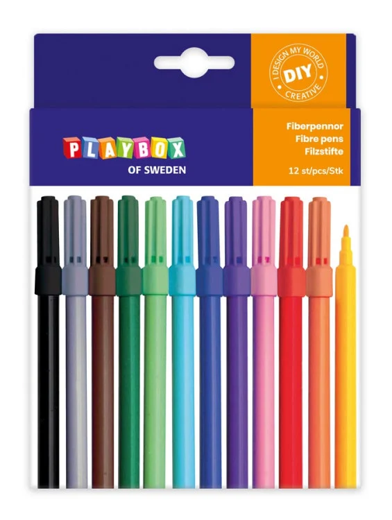 Fiberpennor smal - 12 st