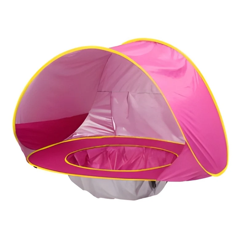 Pop-up UV-tält för Bebis på Stranden med Plaskyta och Ventilation – Rosa
