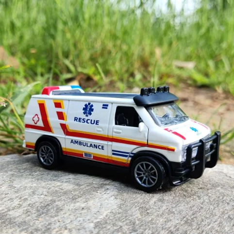 Ambulansbil Leksak i Metall – Räddningsfordon Modellbil för Barn