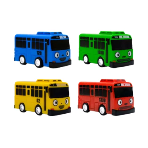 Minibussar Leksak 4-pack – Leksaksbussar 7 cm för Barn
