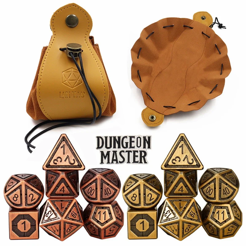 Metal Dice Essential Kit 2 Sets/14 Pieces Dice Tray Included