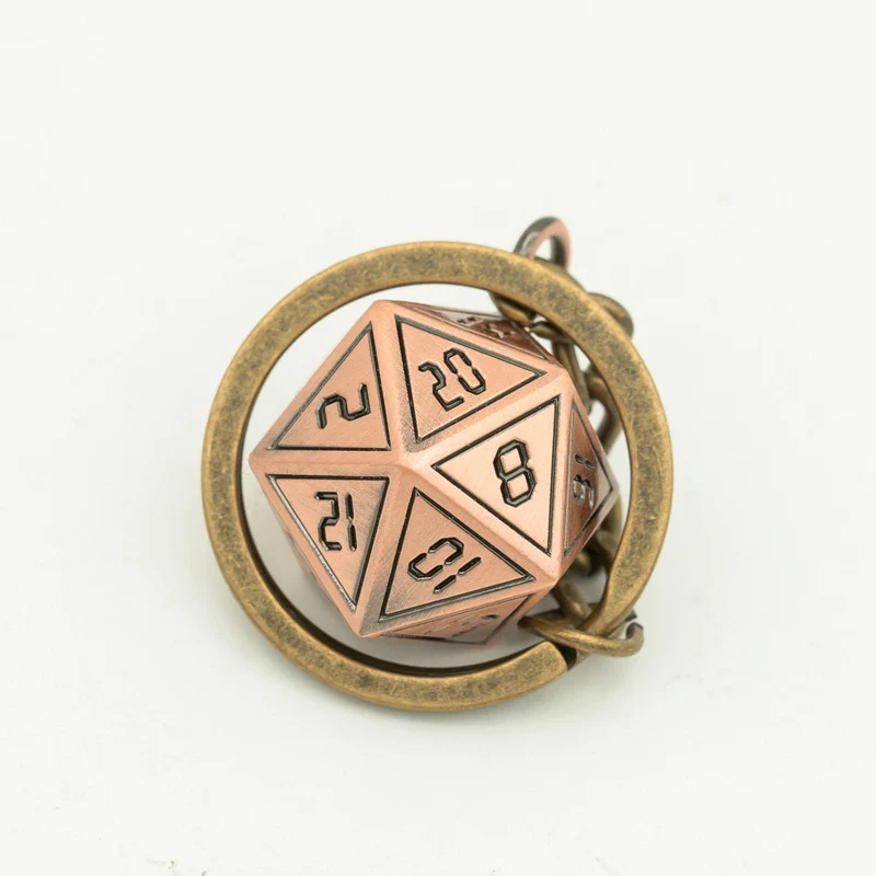 Copper Guild D20 Keychain Detachable Metal Copper