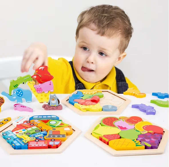 Montessori Träpussel Små Barn - Lärorik Utveckling - Transportmotiv