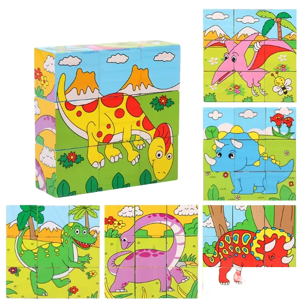 3D Pusselklossar för Små Barn 6 i 1 - Motorik och Lek i Ett - Dinosaurier