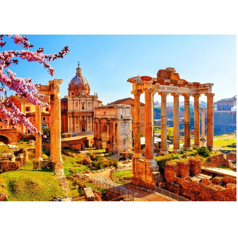 Roman ruins in spring