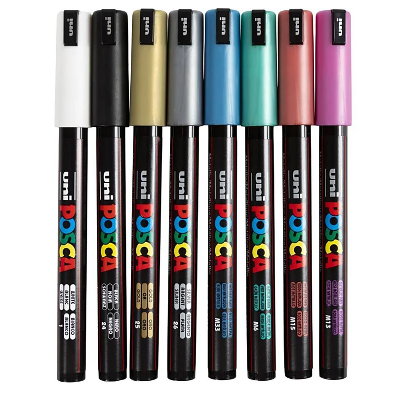 Posca Tuschpennor, linjebredd 0,7 mm – 8 st. blandade färger