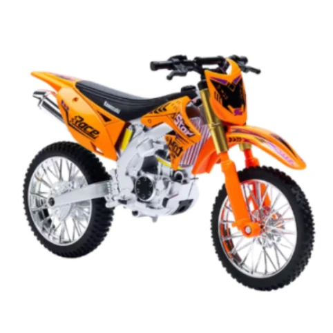Orange Crossmotorcykel Leksak i Metall – Modellmotorcykel Skala 1:10 för Barn