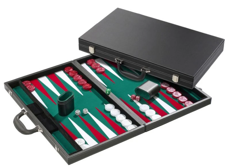 Backgammon Green Tournament Size, Synthetic Leather (1715)