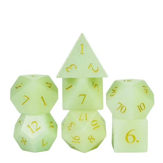A Role Playing Dice Set - Glowing Gem Stone Dice With leather Hexagon Box
