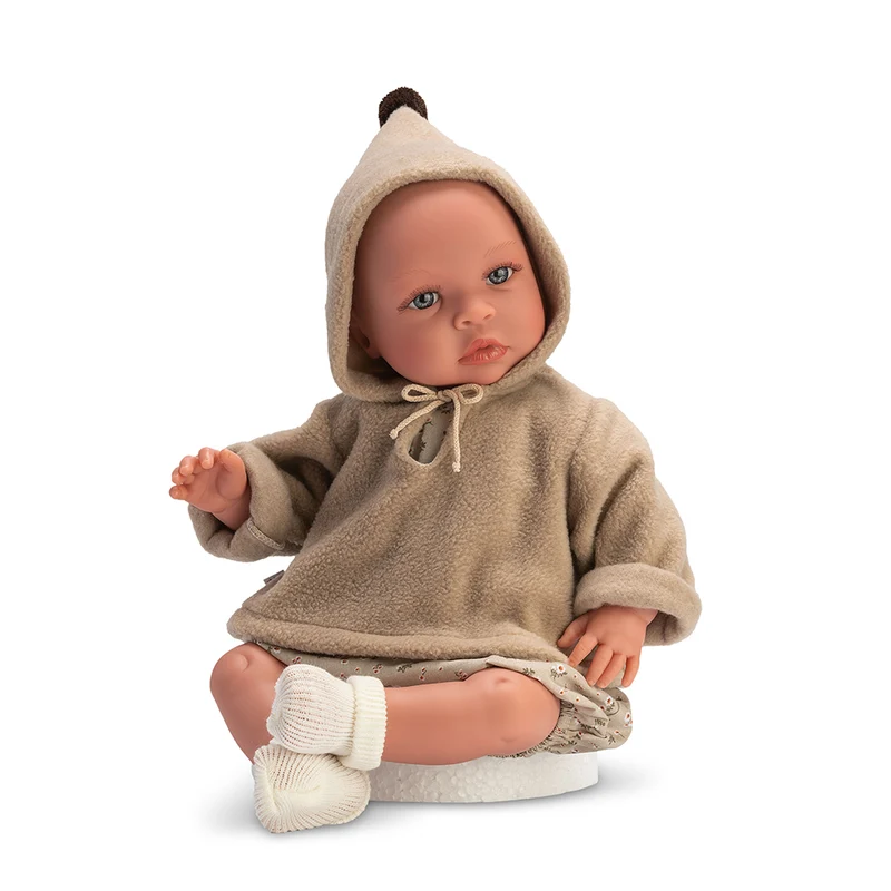Así Leo babydocka, 46 cm - Sandfärgad huvtröja